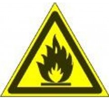 Знак наклейка W01 "Пожароопасно. Легковоспламеняющиеся вещества" (200х200х200) ГОСТ 12.4.026-2015  PROxima an-w-01  EKF
