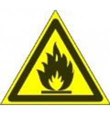 Знак наклейка W01 "Пожароопасно. Легковоспламеняющиеся вещества" (200х200х200) ГОСТ 12.4.026-2015  PROxima an-w-01  EKF