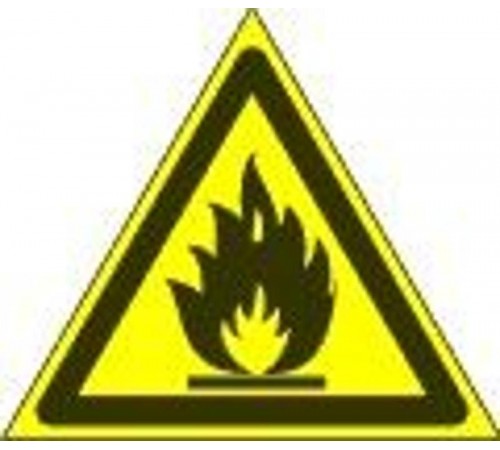 Знак наклейка W01 "Пожароопасно. Легковоспламеняющиеся вещества" (200х200х200) ГОСТ 12.4.026-2015  PROxima an-w-01  EKF