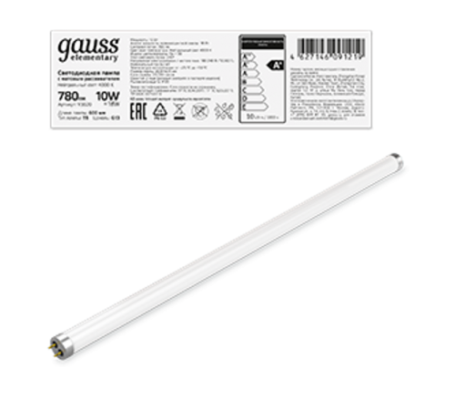 Лампа светодиодная LED Elementary T8 Glass 600mm G13 10W 780lm 4000K  93020  Gauss