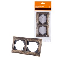 Рамка 2-х постовая горизонтальная старинная бронза "Лама"  SQ1815-0776  TDM