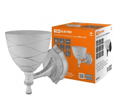 Светильник НББ 21-60-1411 УХЛ4 (белый под серебро, плафон конус "линии")  SQ0370-0206  TDM