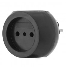 Тройник электрический "Шар" 220 В 6 А черный  11-1063-1  REXANT