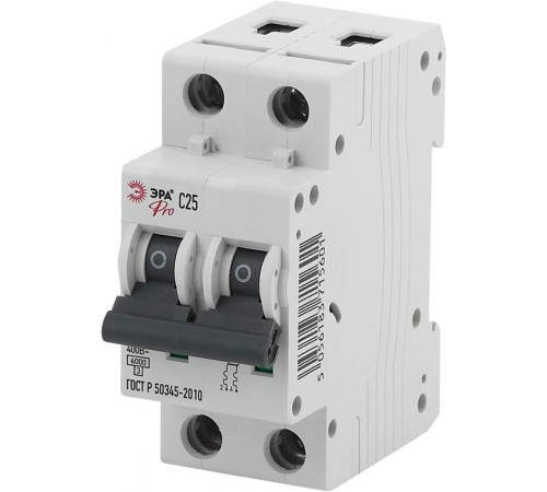 Выключатель автоматический двухполюсный Pro NO-901-54 ВА47-63 2P 25А кривая C  Б0031826  ЭРА