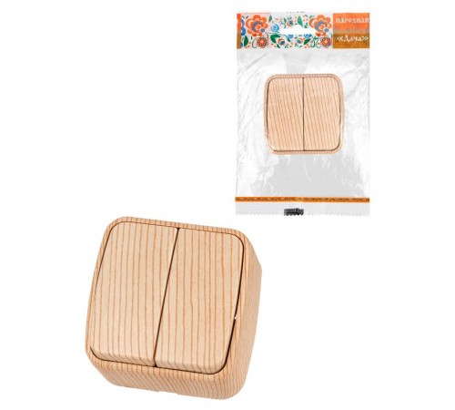 Выключатель 2-кл. открытой установки IP20 10А, сосна "Дача" Народная  SQ1824-0052  TDM