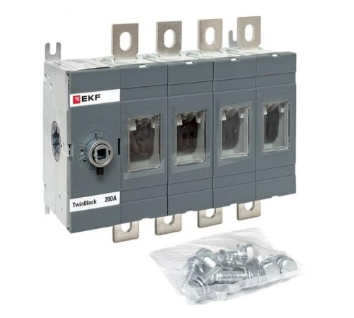 Рубильник 200A 4P без рукоятки управления TwinBlock  tb-s-200-4p  EKF
