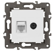 Розетка Elegance 14-3110-01М RJ45+TV, белый матовый  Б0065767  ЭРА