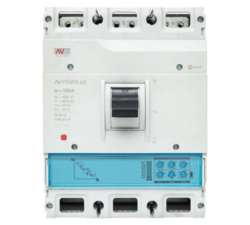 Выключатель автоматический AV POWER-4/3 1000А 50kA ETU2.0  mccb-43-1000-2.0-av  EKF