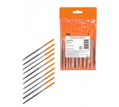 Набор надфилей 10 шт, 3 мм, длина 140 мм, пластиковая рукоятка, "Рубин"  SQ1026-0303  TDM