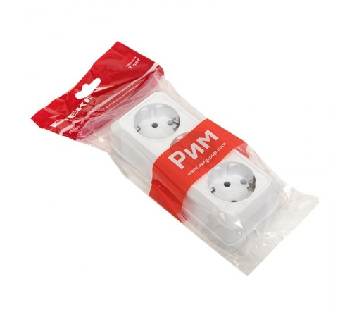 Рим Розетка 3-местная 16А с заземлением белая EKF  ENR16-228-10  EKF