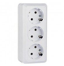 Рим Розетка 3-местная 16А с заземлением белая EKF  ENR16-228-10  EKF
