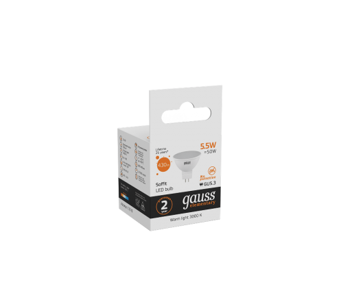 Лампа светодиодная LED 5,5Вт GU5.3 220В 2700К Elementary MR16  13516  Gauss