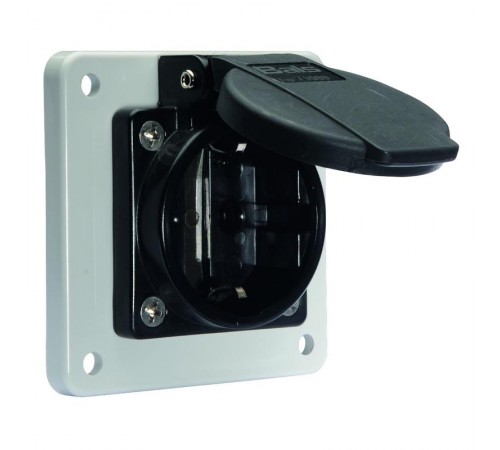 Розетка панельная Schuko фланец 60*60 Schuko IP54 серая QC I 71110-Bals I Bals