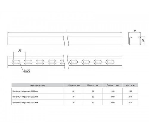 Профиль С-образный 2000мм (2мм) HDZ  cp2000-HDZ  EKF