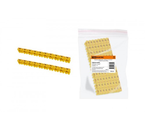 Маркер наборный - символ "4" желтый 1,5 мм2 (150 шт.)   SQ0534-0005  TDM