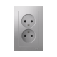 AtlasDesign Алюминий Розетка без заземления двойная, со шторками,16А, (в сборе с рамкой)  ATN000322  SE