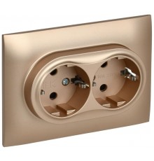 SKANDY Розетка 2-местная с з/к/ш 16А в сб. SK-R07Sa песочный  SK-R24-16-K98-F  IEK