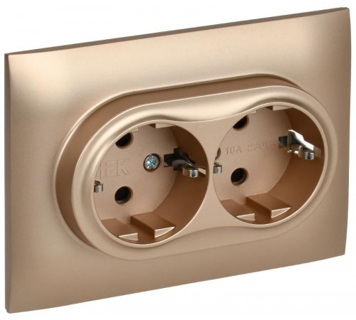 SKANDY Розетка 2-местная с з/к/ш 16А в сб. SK-R07Sa песочный  SK-R24-16-K98-F  IEK