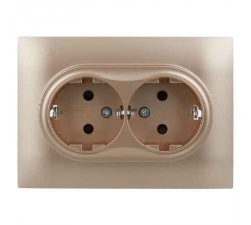 SKANDY Розетка 2-местная с з/к/ш 16А в сб. SK-R07Sa песочный  SK-R24-16-K98-F  IEK