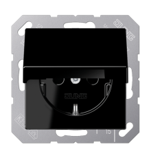 Штепсельная розетка SCHUKO 16А / 250В с подпружиненной откидной крышкой, возможно IP44, пружинные зажимы; дюропласт; черный; A500  A1520KLSW  Jung
