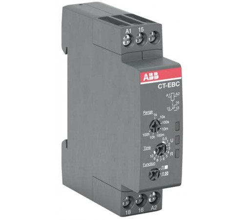 Реле времени CT-EBC.12 компактное (мигание при включ./отключ.) 24-240В AC, 24-48В DC (7 диапазонов времени 0,05с...100ч) 1ПК  1SVR508150R0000  ABB