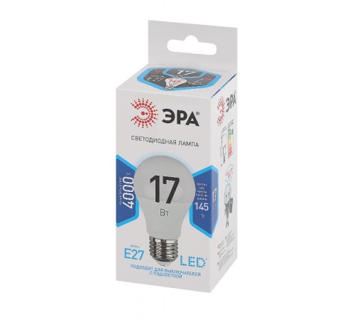 Лампа светодиодная LED 17Вт Е27 4000К A60-17W-840-E27  Б0031700  ЭРА