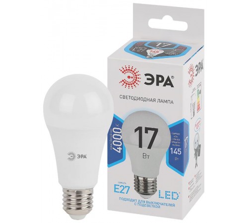 Лампа светодиодная LED 17Вт Е27 4000К A60-17W-840-E27  Б0031700  ЭРА