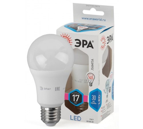 Лампа светодиодная LED 17Вт Е27 4000К A60-17W-840-E27  Б0031700  ЭРА