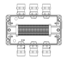 Коробка клеммная из алюминия клеммы 4 кв.мм - 20 шт.:А,C:ввод D5,5-13мм под неброниров кабель Ni - 6 шт.  1201.141.20.016  DKC