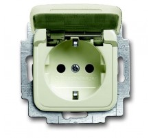 Розетка SCHUKO 16А 250В с защитными шторками, с крышкой, серия Busch-Duro, цвет слоновая кость  2CKA002013A5306  ABB