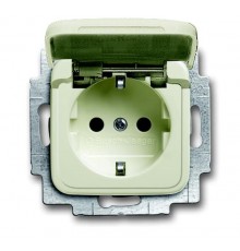 Розетка SCHUKO 16А 250В с защитными шторками, с крышкой, серия Busch-Duro, цвет слоновая кость  2CKA002013A5306  ABB