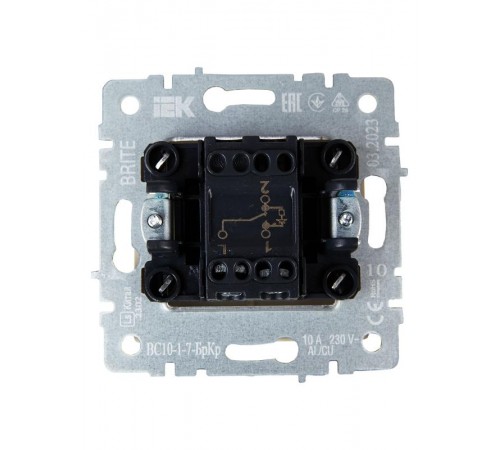 BRITE Выключатель 1-клавишный проходной с индикацией 10А ВС10-1-7-БрЧ черный  BR-V12-1-10-K02  IEK