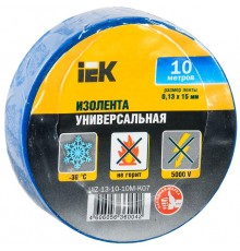 Изолента 0,13х15 мм синяя 10 метров  UIZ-13-10-10M-K07  IEK