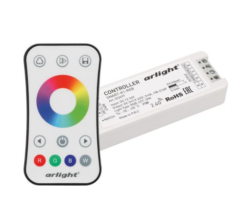 Контроллер SMART-RGB-SET-RING (12-24V, 3x3A, ПДУ 2.4G) (Arlight, IP20 Пластик, 5 лет)  034807  Arlight