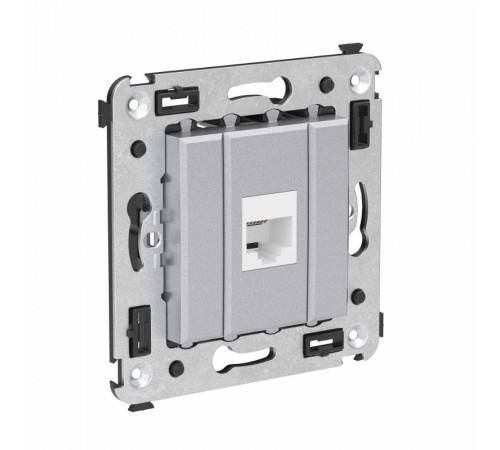 Телефонная розетка RJ-12 без шторки в стену одинарная, "Avanti", "Закаленная сталь"  4404613  DKC