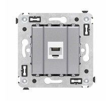 Телефонная розетка RJ-12 без шторки в стену одинарная, "Avanti", "Закаленная сталь"  4404613  DKC