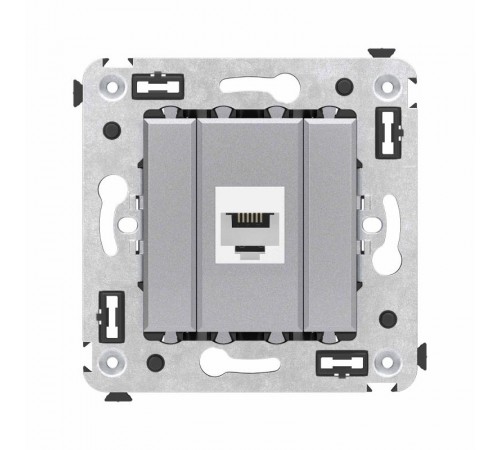 Телефонная розетка RJ-12 без шторки в стену одинарная, "Avanti", "Закаленная сталь"  4404613  DKC