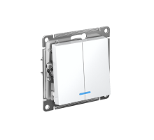 AtlasDesign Белый Выключатель 2-клавишный с подсветкой, сх.5а, 10АХ, механизм  ATN000153  SE