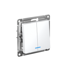 AtlasDesign Белый Выключатель 2-клавишный с подсветкой,сх.5а, 10АХ, механизм, быстрозажимные клеммы  ATN000153S  SE