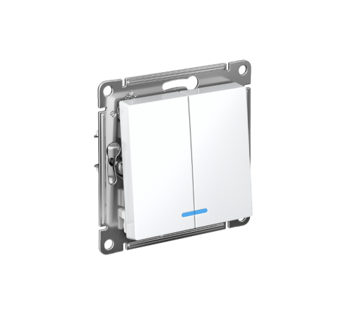 AtlasDesign Белый Выключатель 2-клавишный с подсветкой, сх.5а, 10АХ, механизм  ATN000153  SE