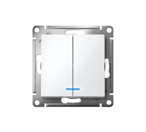 AtlasDesign Белый Выключатель 2-клавишный с подсветкой, сх.5а, 10АХ, механизм  ATN000153  SE