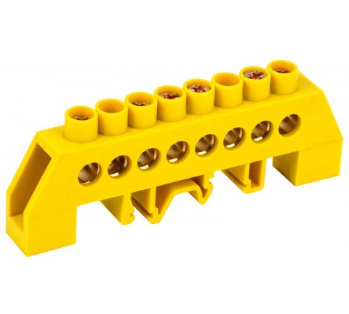 Шина PE "земля" в комбинированном DIN-изоляторе "Стойка" ШНИ-8х12-8-КС-Ж  YNN10-812-8DP-K05  IEK