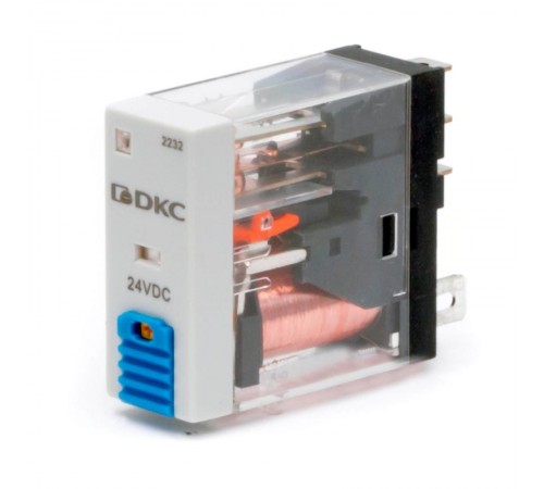 Одиночное реле, 1 перекидной контакт, 24 В DC, тестовая кнопка  IR-24DC-1CO-D  DKC
