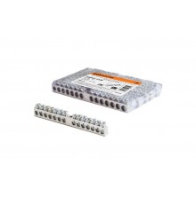 Шина "N" нулевая 6х9мм 14/1 (14групп/крепеж по центру) никелированная  SQ0801-0306  TDM