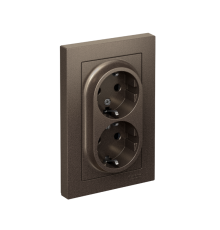 AtlasDesign Мокко Розетка 2-ая с заземлением, со шторками, 16А, (в сборе с рамкой)  ATN000626  SE