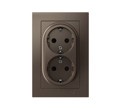 AtlasDesign Мокко Розетка 2-ая с заземлением, со шторками, 16А, (в сборе с рамкой)  ATN000626  SE