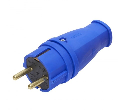 RPG16-21-441 Вилка прямая с/з, каучук 250В, 16A, IP44, серия Одри (В 16-001), синий  39161  STEKKER