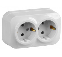 РС22-3-ХБ Розет. 2-ая с з/к о/у 16А GLORY белый  ERH21-K01-16  IEK