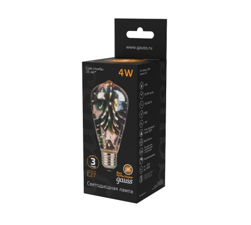 Лампа светодиодная LOFT LED 3D-Butterfly E27 4W  147802404  Gauss