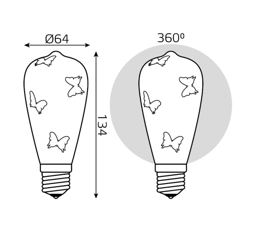 Лампа светодиодная LOFT LED 3D-Butterfly E27 4W  147802404  Gauss